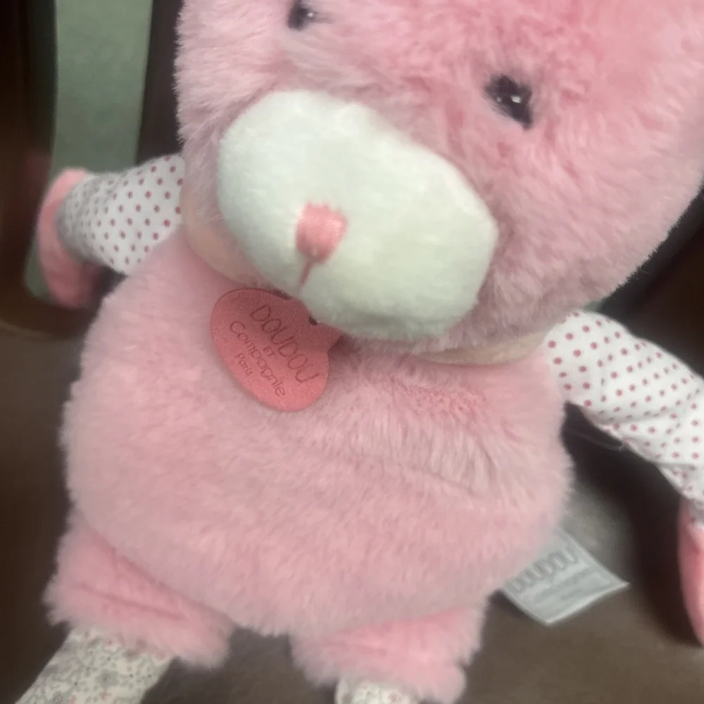 DOUDOU D&C  PARIS FRANCE PINK BUNNY RABBIT PLUSH 14